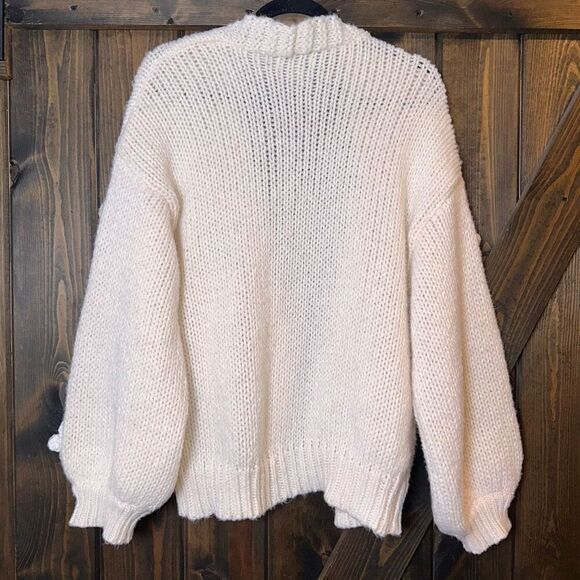 She + Sky Floral Appliqué Open Front Sweater - Picture 2 of 4